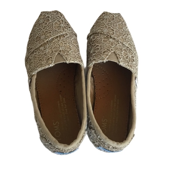 Toms Crochet Glitter Slip On Alpargata Flat Shoes - Picture 4 of 5